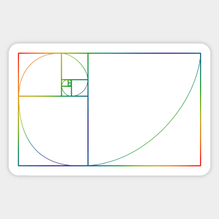 Fibonacci spiral – rainbow Sticker